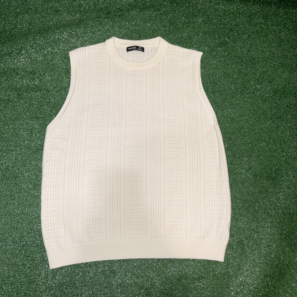 Manfinity Men's Small White Sleeveless Sweater Knit Vest Pullover Casual Top